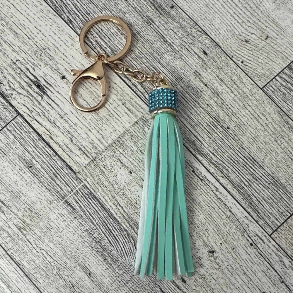 Teal & Gold Tone Tassel Bag Charm/Keychain NWOT